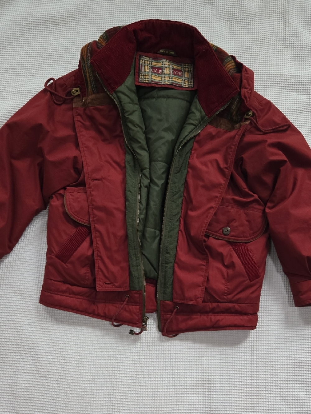 Vintage Colebrook Maroon Plaid Winter Coat